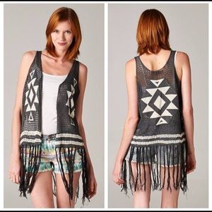 Tribal sleeveless cardigan